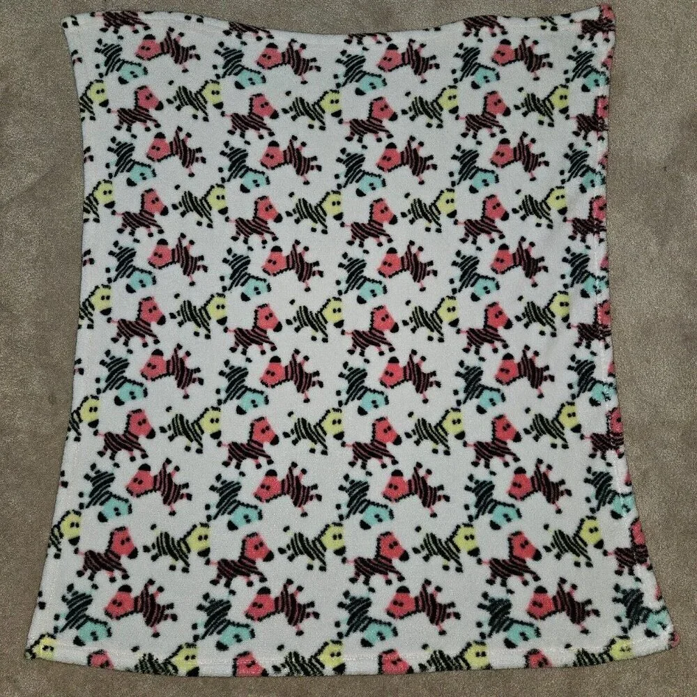 Cutie Pie Zebra Fleece Baby Blanket Lovey Pink Yellow Mint Green 30x36